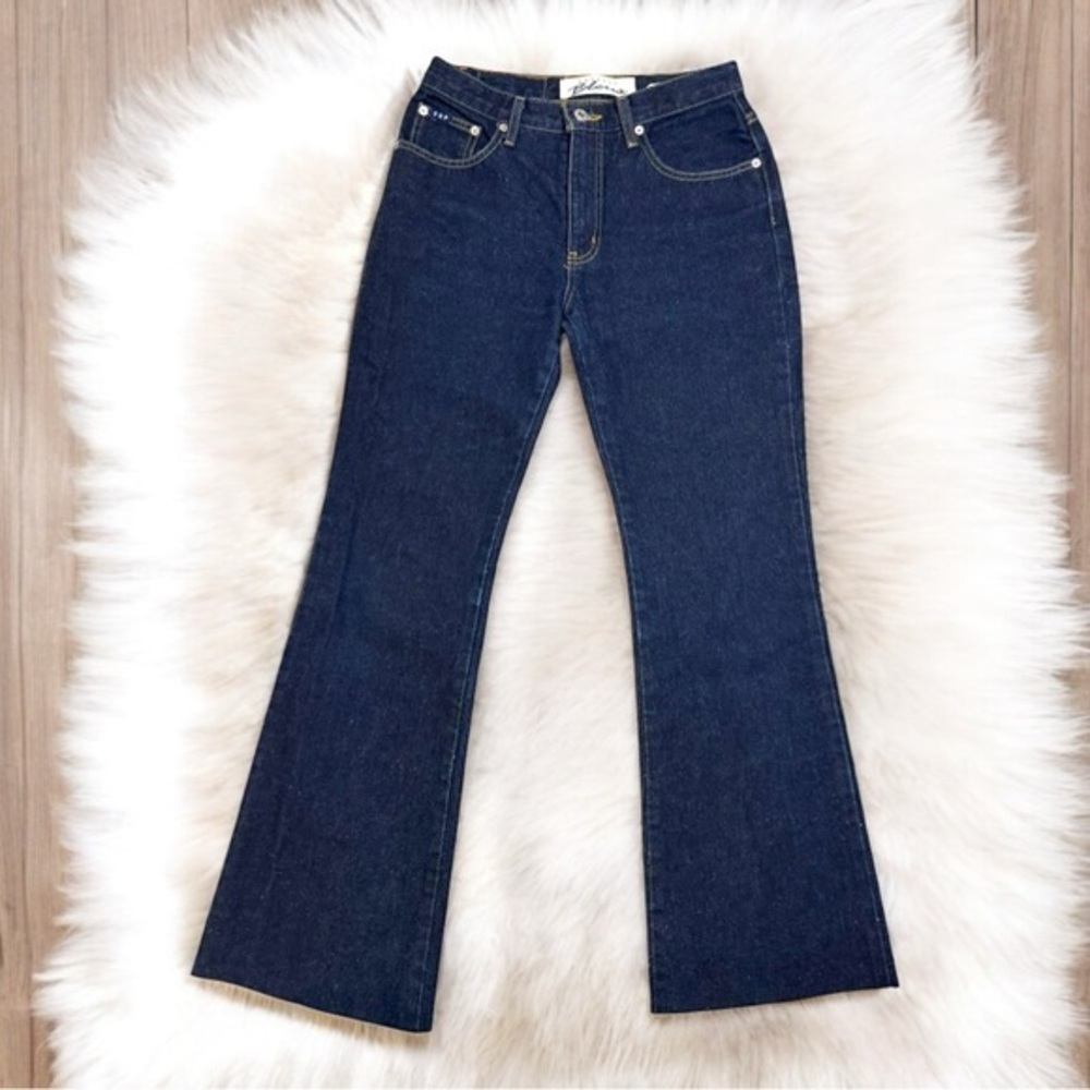 Express VINTAGE Women's Extreme Flare Denim Jeans Dark Blast Blue SZ 5/6 27 x 29